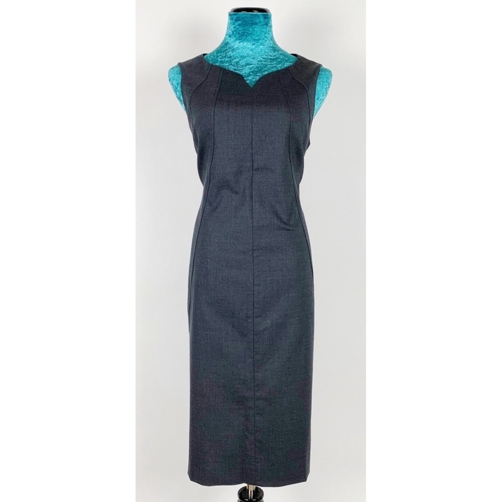 (A9) Pendleton Charcoal Gray Sleeveless Notch Neck Sheath Dress Womens‎ Size 10